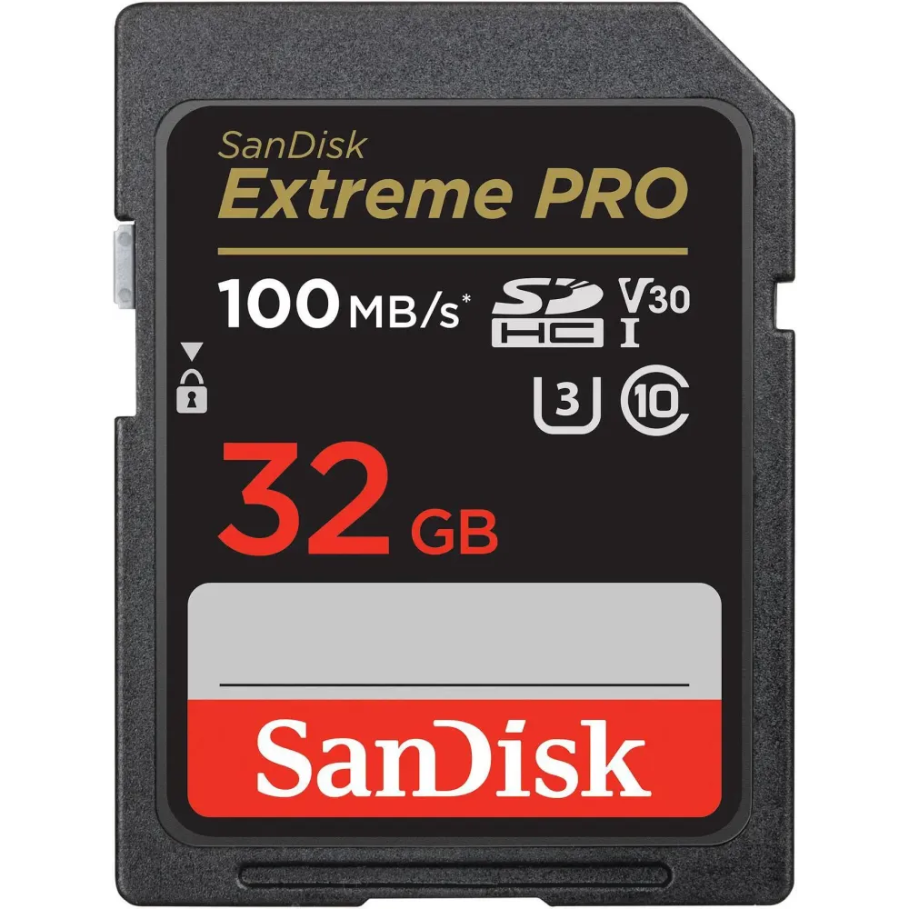 SanDisk 32GB Extreme Pro SDHC UHS-I/U3 V30 Class 10 Memory Card, Speed Up to 100MB/s