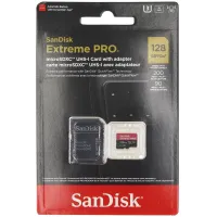 SanDisk 128GB Extreme PRO® microSD UHS-I Card with Adapter C10, U3, V30, A2, 200MB/s Read 90MB/s Write