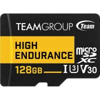 Team 128GB High Endurance microSDXC UHS-I U3, V30 Memory Card, designed for monitoring, Speed Up to 100MB/s