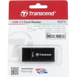 Transcend TS-RDF5K USB 3.0 Support SDHC (UHS-I), SDXC (UHS-I), microSD, microSDHC (UHS-I), and microSDXC (UHS-I) Flash Card Reader