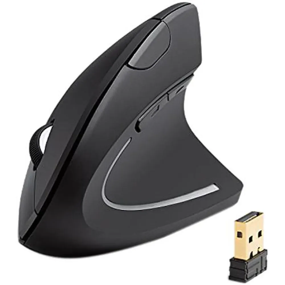Anker 2.4G Wireless Vertical Ergonomic Optical Mouse, 800 / 1200 /1600 DPI, 5 Buttons for Laptop, Desktop, PC, Macbook - Black