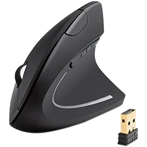 Anker 2.4G Wireless Vertical Ergonomic Optical Mouse, 800 / 1200 /1600 DPI, 5 Buttons for Laptop, Desktop, PC, Macbook - Black