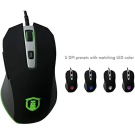 Plugable USB Mouse - Gaming, Adjustable DPI, Color LED, 6 Foot Braided Cable