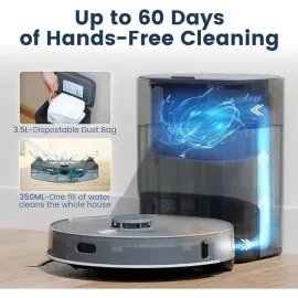 AIRROBO L50+ Robot Vacuum and Mop (5500Pa Suction) 60-Day Self-Cleaning, LiDAR Navigation and Mapping, Voice/App Control, 240min Runtime