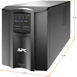 APC SMT1500C Smart-UPS, Line Interactive, 1500VA, Tower, 120V, 8x NEMA 5-15R outlets, SmartConnect Port+SmartSlot, AVR, LCD