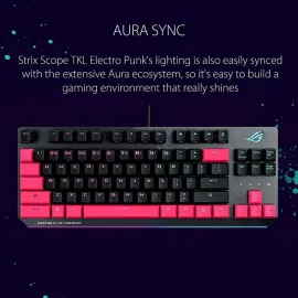 ASUS ROG Strix Scope TKL Electro Punk Mechanical Gaming Keyboard | Cherry MX Red Switches | 2X Wider Ctrl Key for Greater FPS Precision | Gaming Keyboard for PC | Aura Sync RGB Lighting, Quick-Toggle