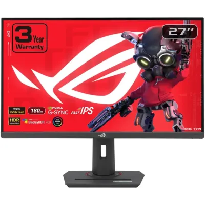 ASUS ROG Strix 27” 1440P USB-C HDR Gaming Monitor (XG27ACG) -QHD, 180Hz, 1ms, Fast IPS, DCI-P3 95%, Extreme Low Motion Blur Sync, G-Sync Compatible, Tripod Socket, Aura Sync, AI Gaming, 3yr warranty
