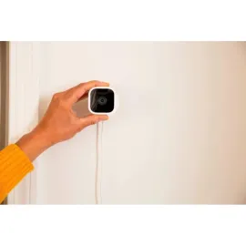 Blink Mini Compact indoor plug-in smart security camera 1080 HD video motion detection Works with Alexa – 1 camera White