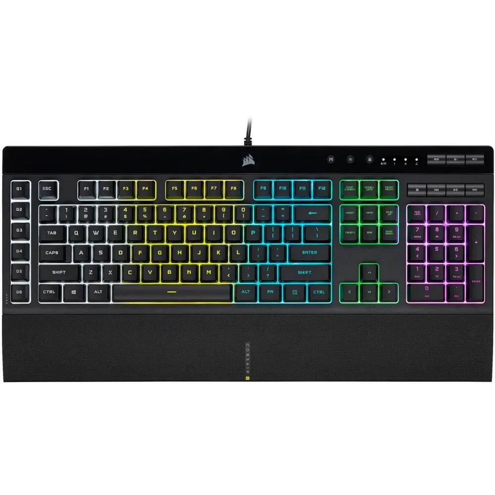 Corsair K55 RGB PRO Membrane Wired Gaming Keyboard – IP42 Dust and Spill-Resistant, 6 Macro Keys w/ Elgato Integration, iCUE Compatible – Black