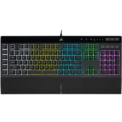 Corsair K55 RGB PRO Membrane Wired Gaming Keyboard – IP42 Dust and Spill-Resistant, 6 Macro Keys w/ Elgato Integration, iCUE Compatible – Black