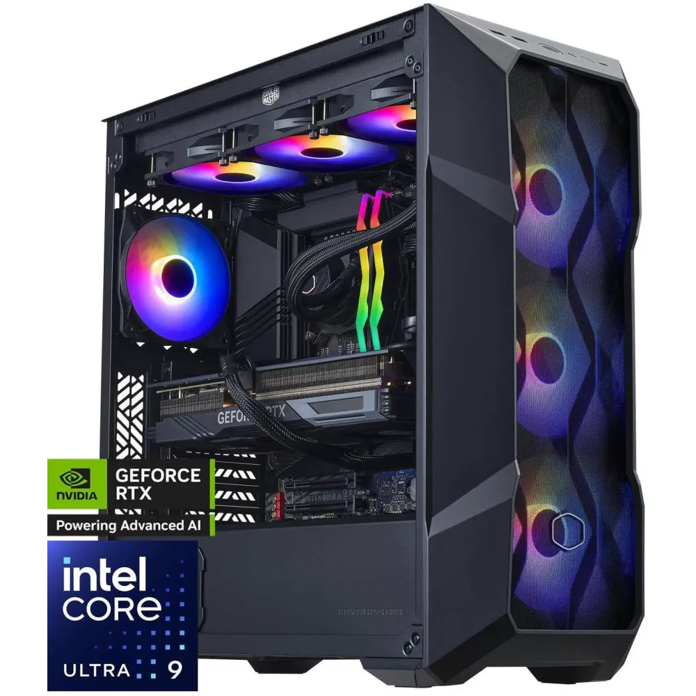 Cooler Master TD5 Pro Gaming PC Desktop, Intel Core Ultra 7-265KF 3.9GHZ (5.4GHz Boost), RTX 5080, Z890 Wi-Fi, 16GB GDDR7, 32GB DDR5 6000MHz RGB, 2TB M.2 Gen4 NVMe SSD, 850W Gold, 360mm AIO, Win 11