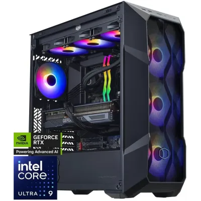 Cooler Master TD5 Pro Gaming PC Desktop, Intel Core Ultra 7-265KF 3.9GHZ (5.4GHz Boost), RTX 5080, Z890 Wi-Fi, 16GB GDDR7, 32GB DDR5 6000MHz RGB, 2TB M.2 Gen4 NVMe SSD, 850W Gold, 360mm AIO, Win 11