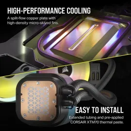 CORSAIR iCUE Link H100i RGB Liquid CPU Cooler - 240mm AIO - QX120 RGB Fans - Fits Intel LGA 1851, AMD AM5 - iCUE Link System Hub Included - Black