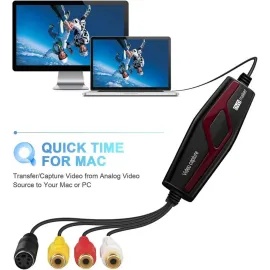 DIGITNOW Video Capture Converter, Capture Analog Video to Digital for Your Mac or Windows 10 PC, VHS to DVD