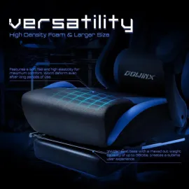 Dowinx Ergonomic Gaming Chair with Massage Lumbar Support, High Back Office Computer Chair with Footrest, Racing Style Recliner PU Leather Gamer Chairs, Blue