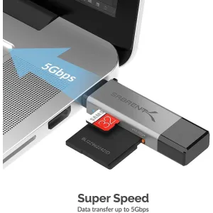 SABRENT USB 3.0 and USB Type-C OTG Card Reader Supports SD, SDHC, SDXC, MMC/MicroSD, T-Flash